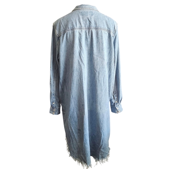 Lucky Brand Denim Shirt Dress XL Boho Western Coastal Cowgirl Festival - Picture 5 of 16